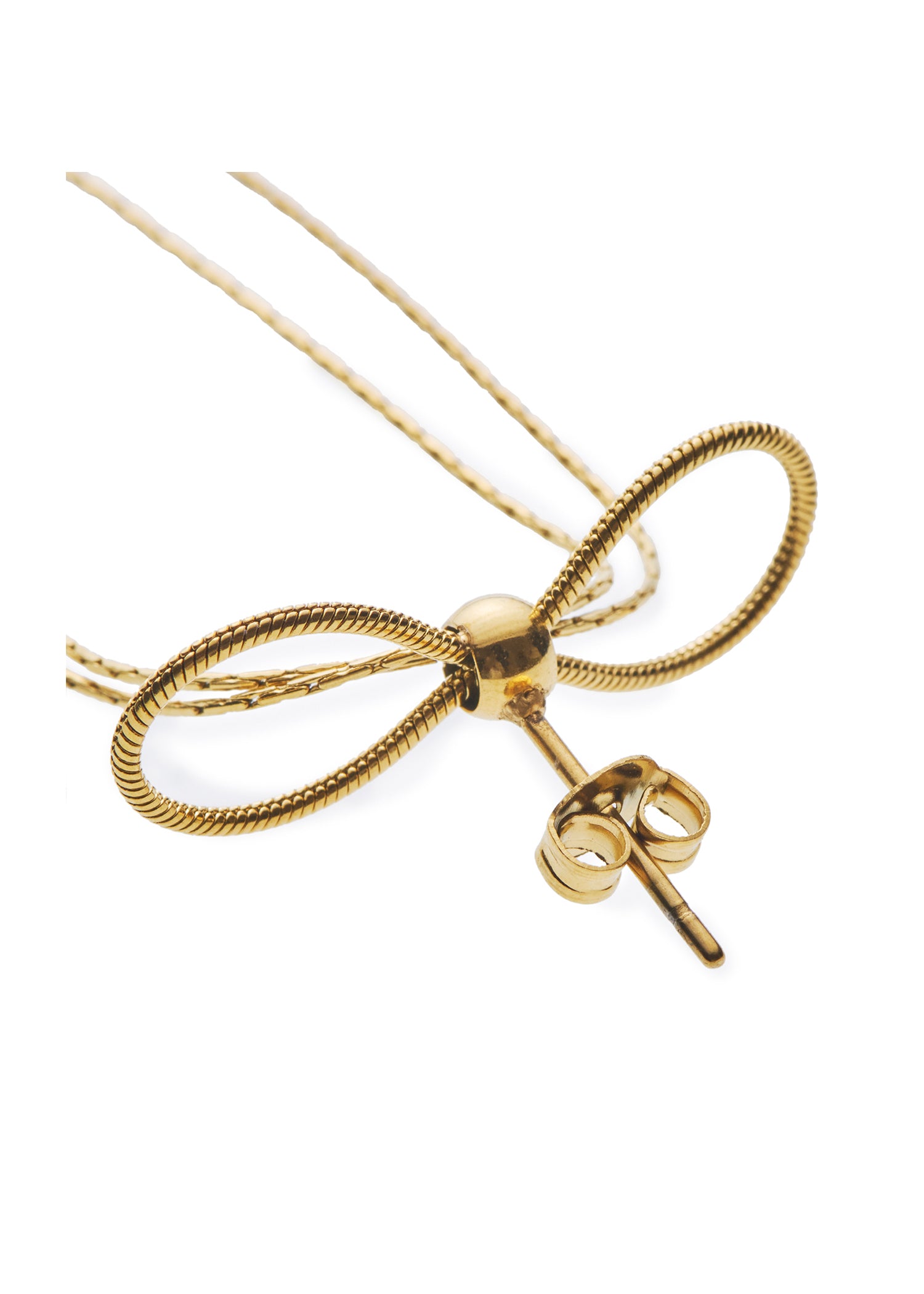 新品　ゴールドリボンピアス ゴールド]リボンチェーンピアス｜金属アレルギー対応