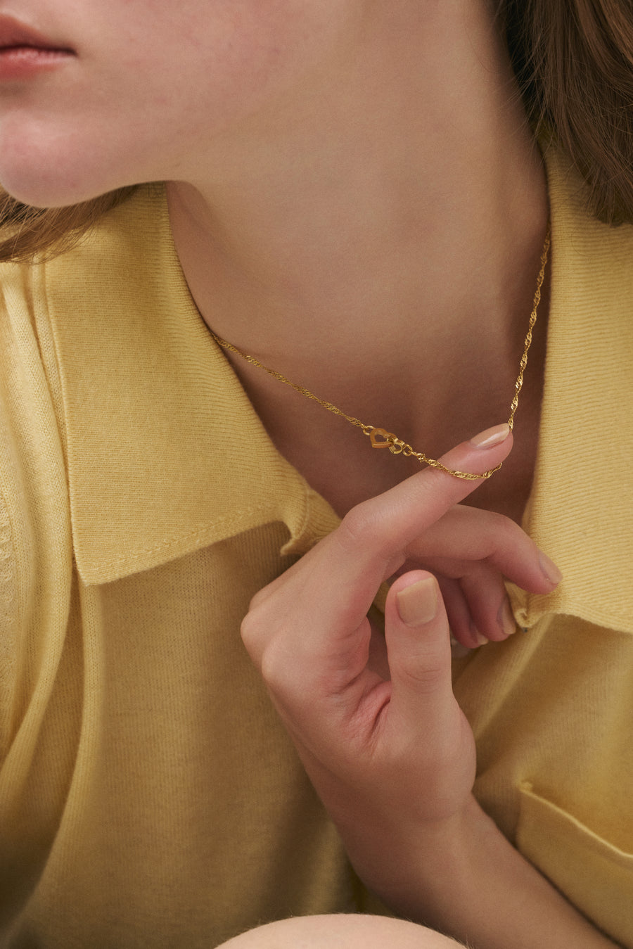 [ゴールド]ダブルハートネックレス