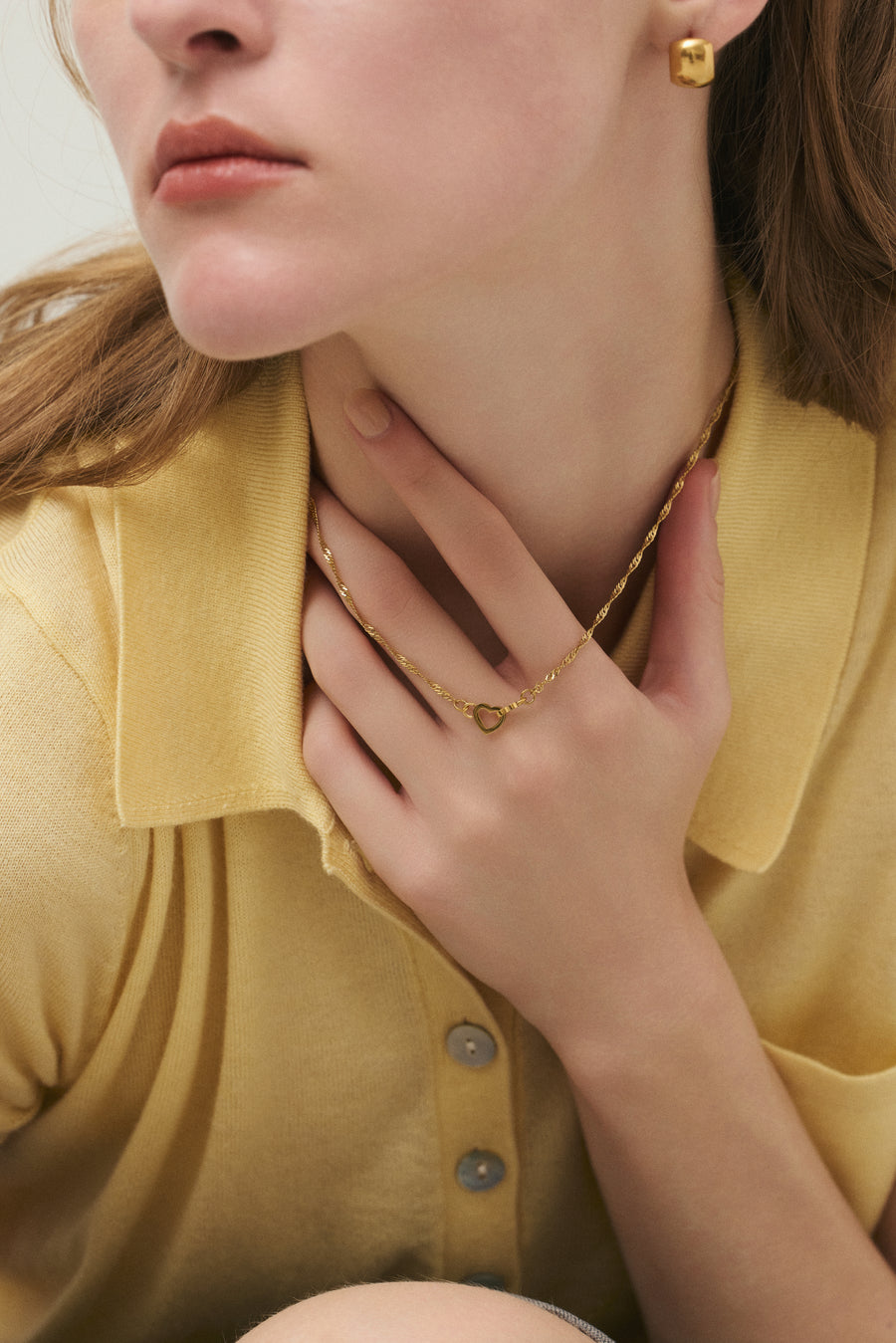 [ゴールド]ダブルハートネックレス