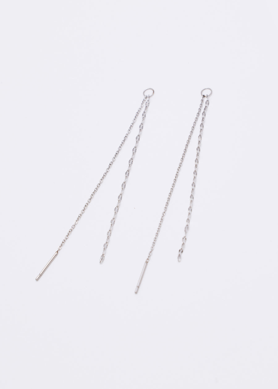 [シルバー]ミックスチェーンピアス