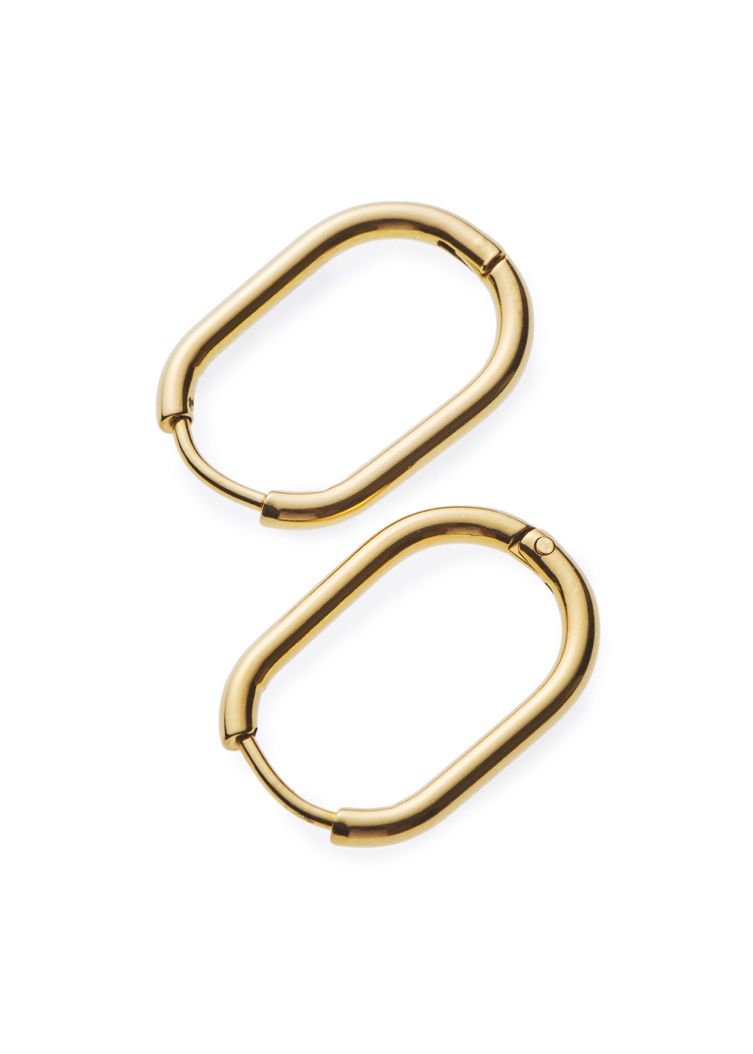 ゴールド]ワンタッチオーバルピアス｜金属アレルギー対応