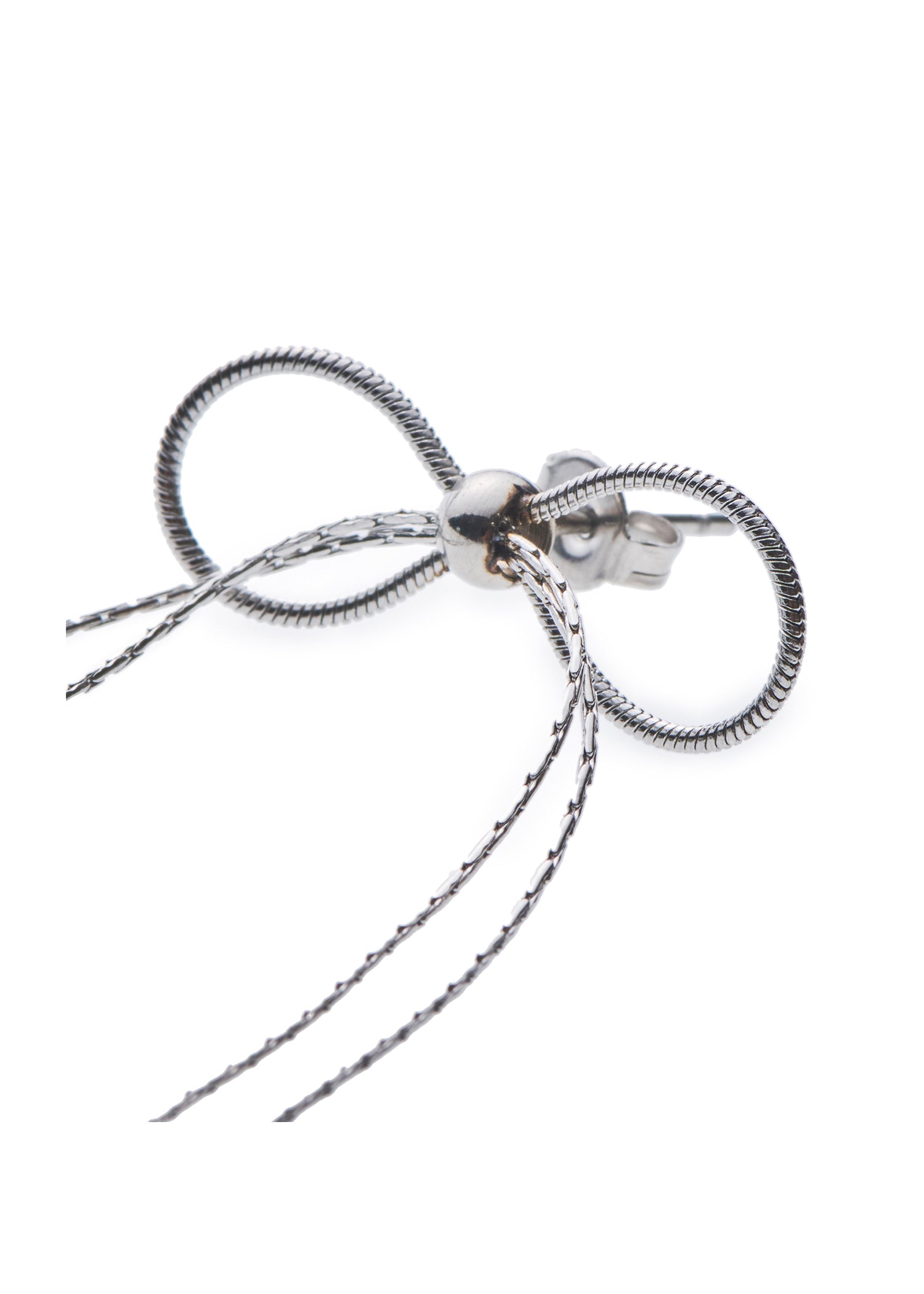 Chloé シルバー リボンピアス シルバー]リボンチェーンピアス｜金属アレルギー対応