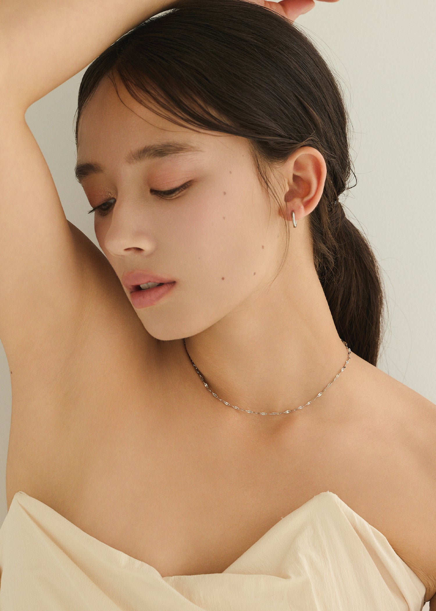 シルバー]グリッターチェーンネックレス｜金属アレルギー対応