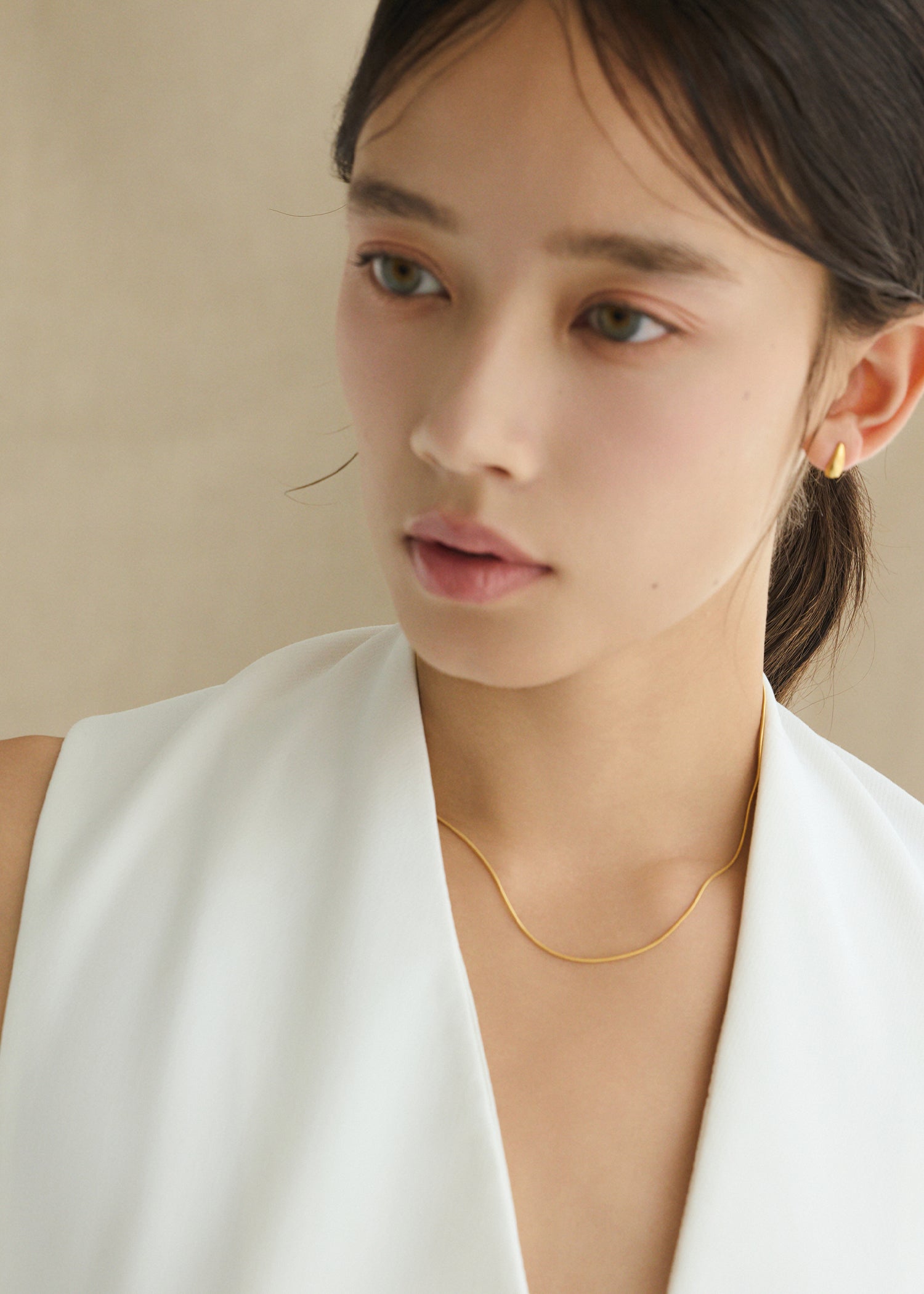 ゴールド]スネークチェーンネックレス/40cm｜金属アレルギー対応