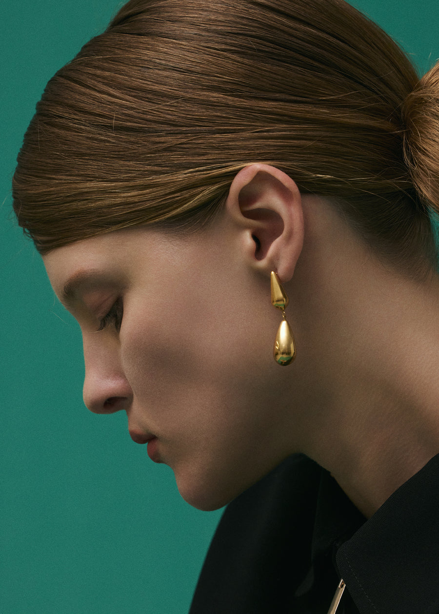 [ゴールド]ダブルドロップピアス