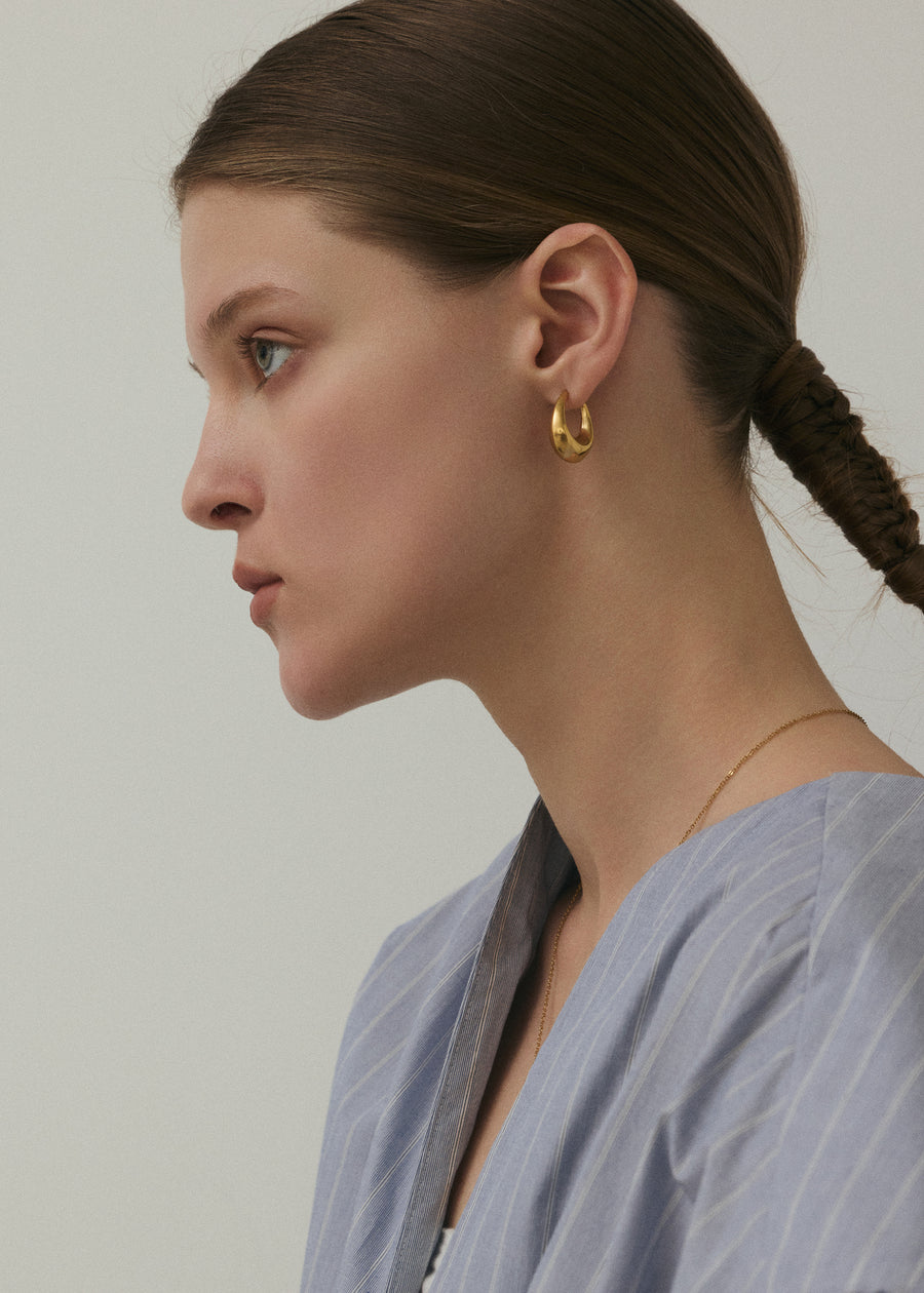 [ゴールド]ボリュームオーバルピアス