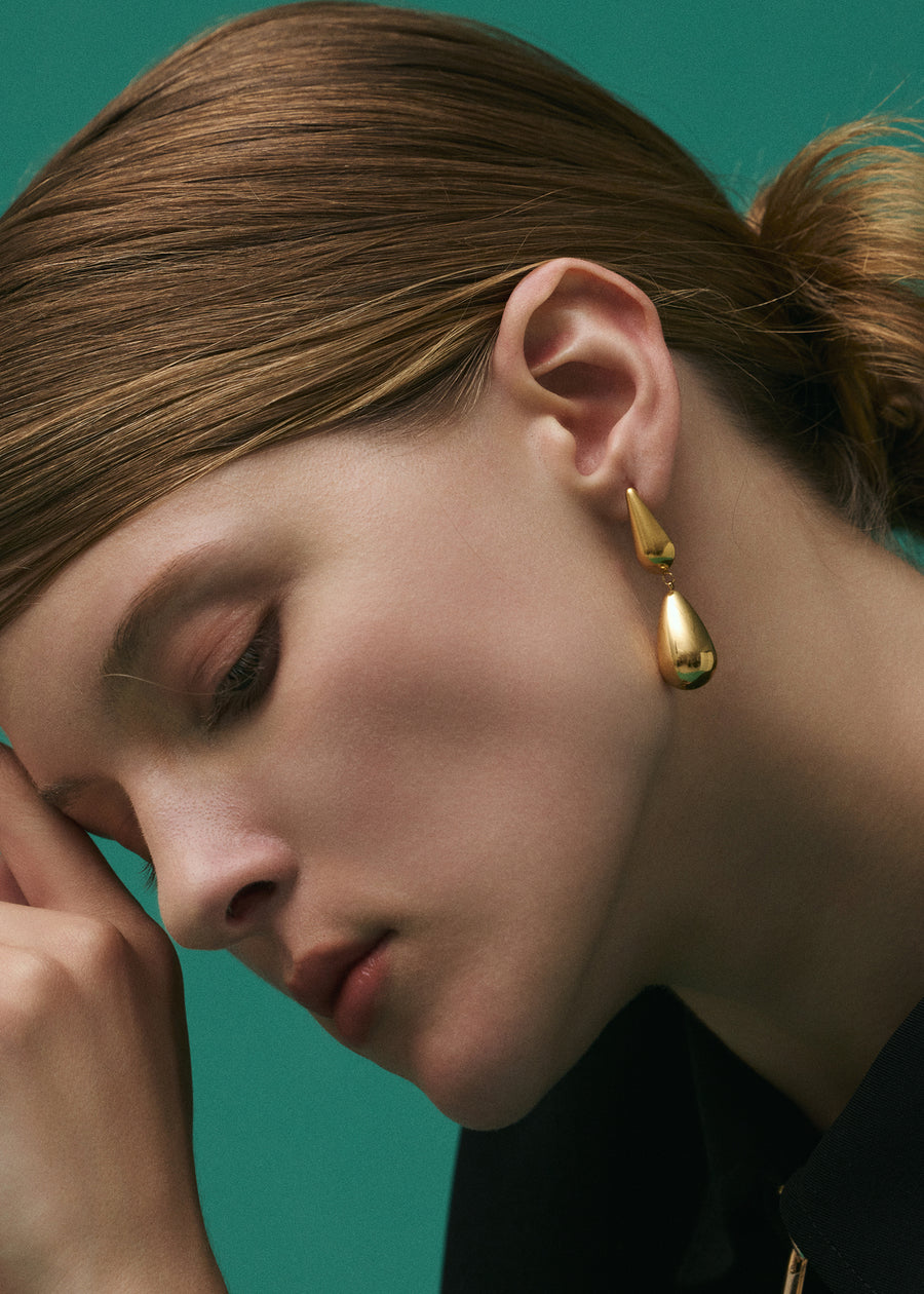 [ゴールド]ダブルドロップピアス