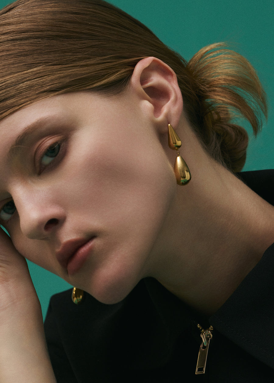 [ゴールド]ダブルドロップピアス