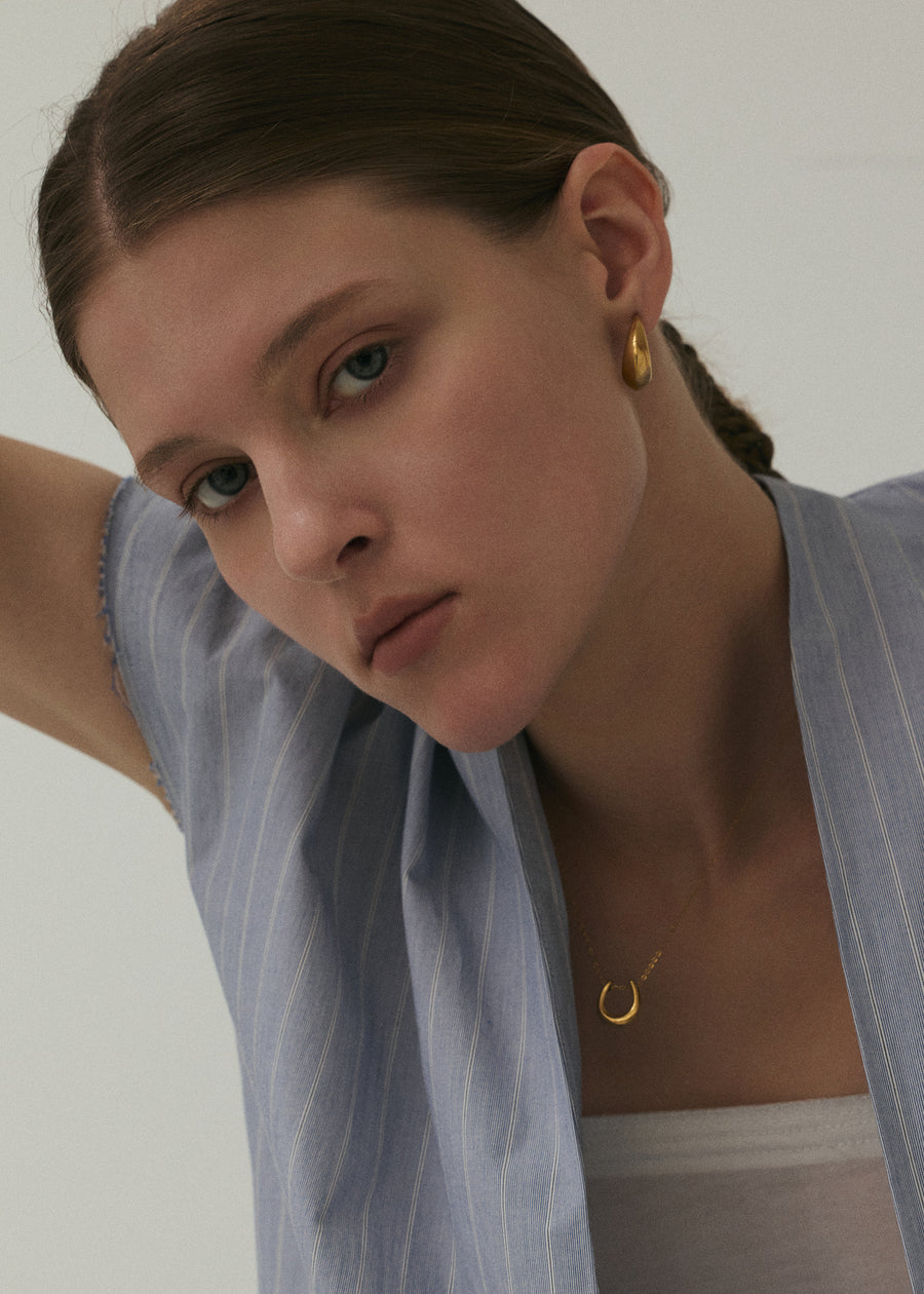 [ゴールド]ボリュームオーバルピアス