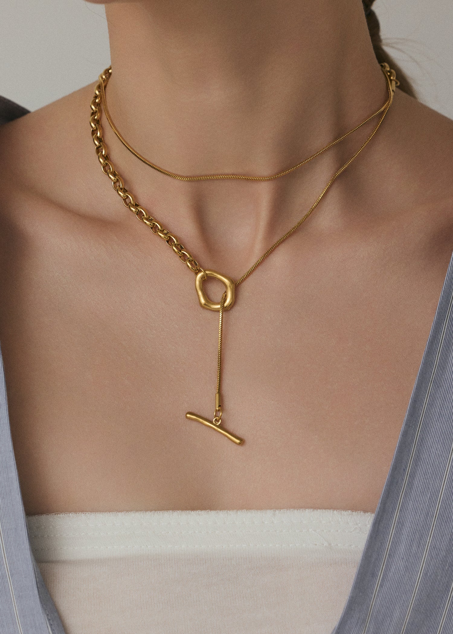 [ゴールド]バランスチェーンネックレス