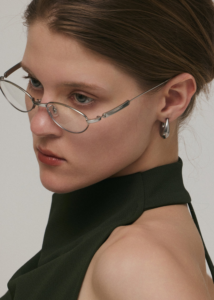 [シルバー]ボリュームオーバルピアス