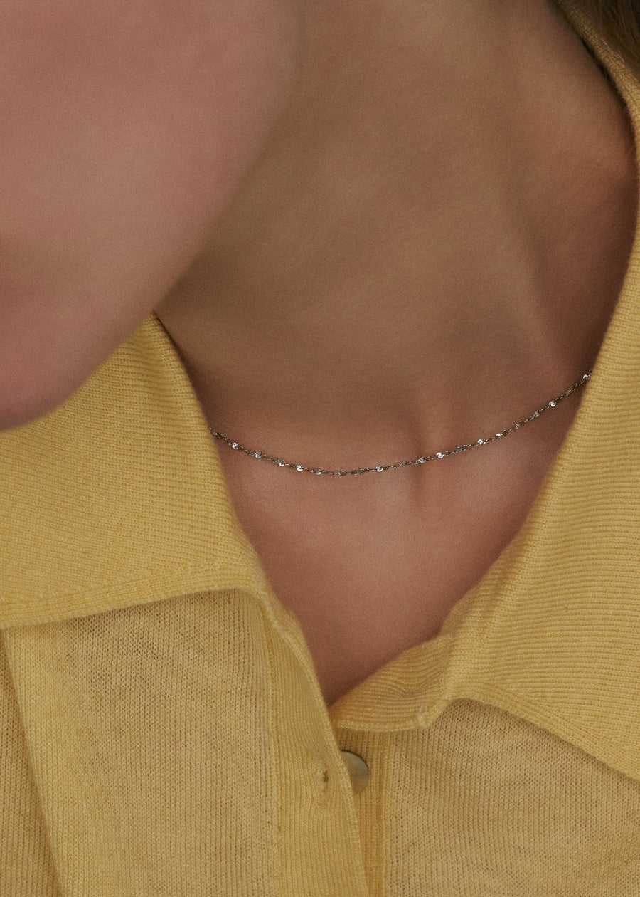 [シルバー]リーフネックレス