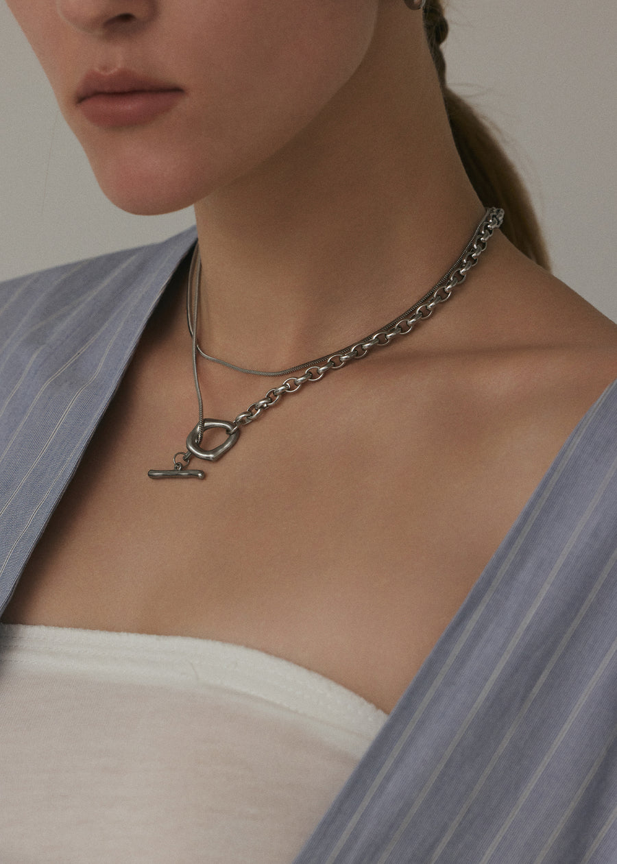 [シルバー]バランスチェーンネックレス