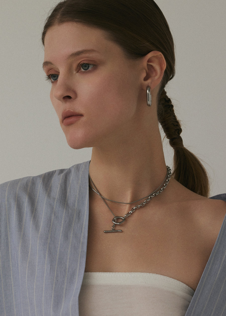 [シルバー]バランスチェーンネックレス
