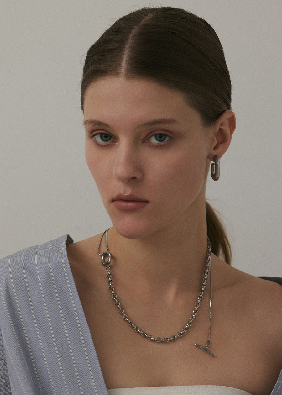 [シルバー]バランスチェーンネックレス