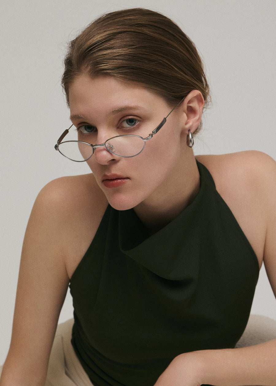 [シルバー]ボリュームオーバルピアス